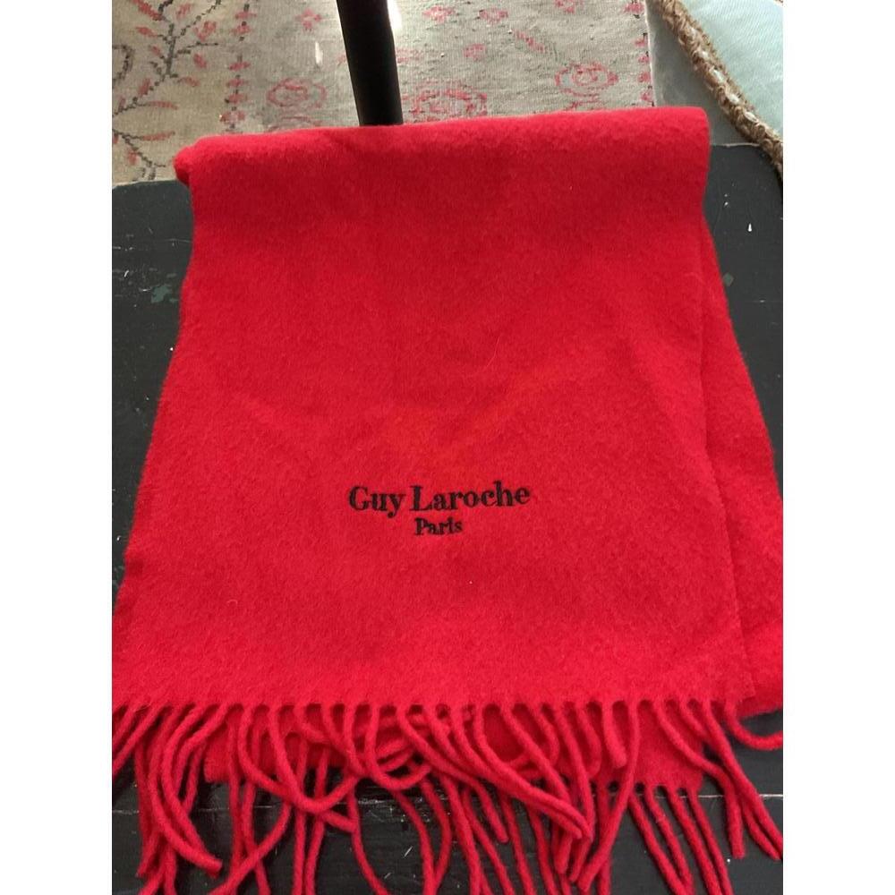 Guy Laroche Paris Red Wool Scarf with Fringe